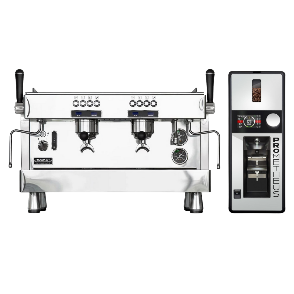İşletmemizde Kullanılmış İki Gruplu Coffee Shop FIRSAT SETİ - Rocket R9 Espresso Makinesi & Eureka Prometheus Kahve Öğütücüsü