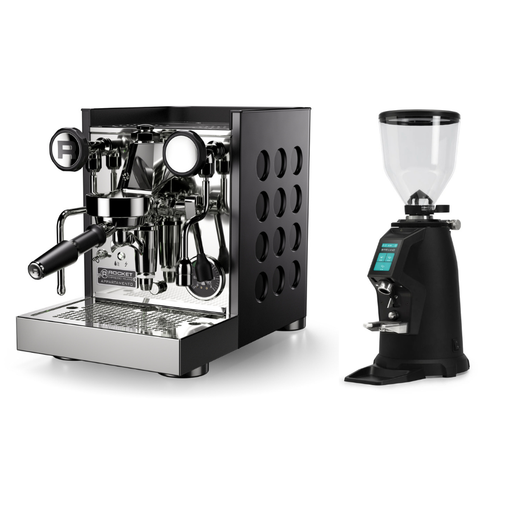 SET FIRSATI - Rocket Appartamento TCA Black & Rocket Stelvio Espresso Kahve Öğütücüsü Siyah