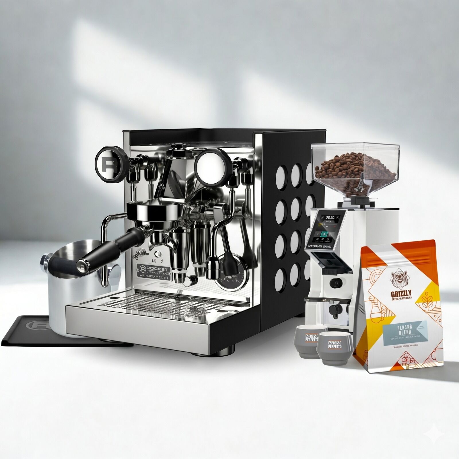 Rocket Appartamento TCA White & Eureka Mignon Specialita Smart Beyaz Mini Bar Set