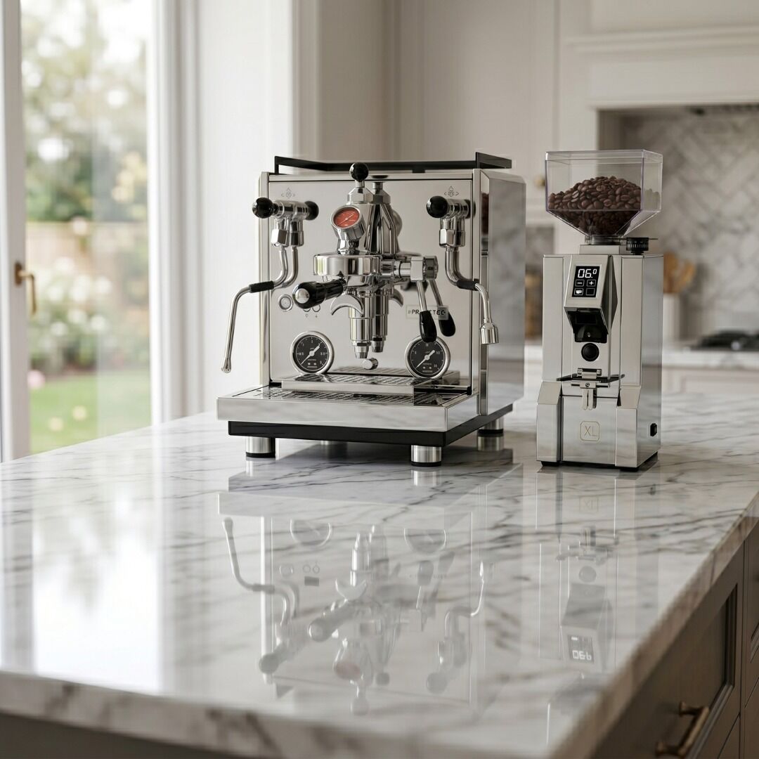 Profitec Drive Espresso Kahve Makinesi & Eureka Mignon XL Krom Kahve Öğütücüsü Seti