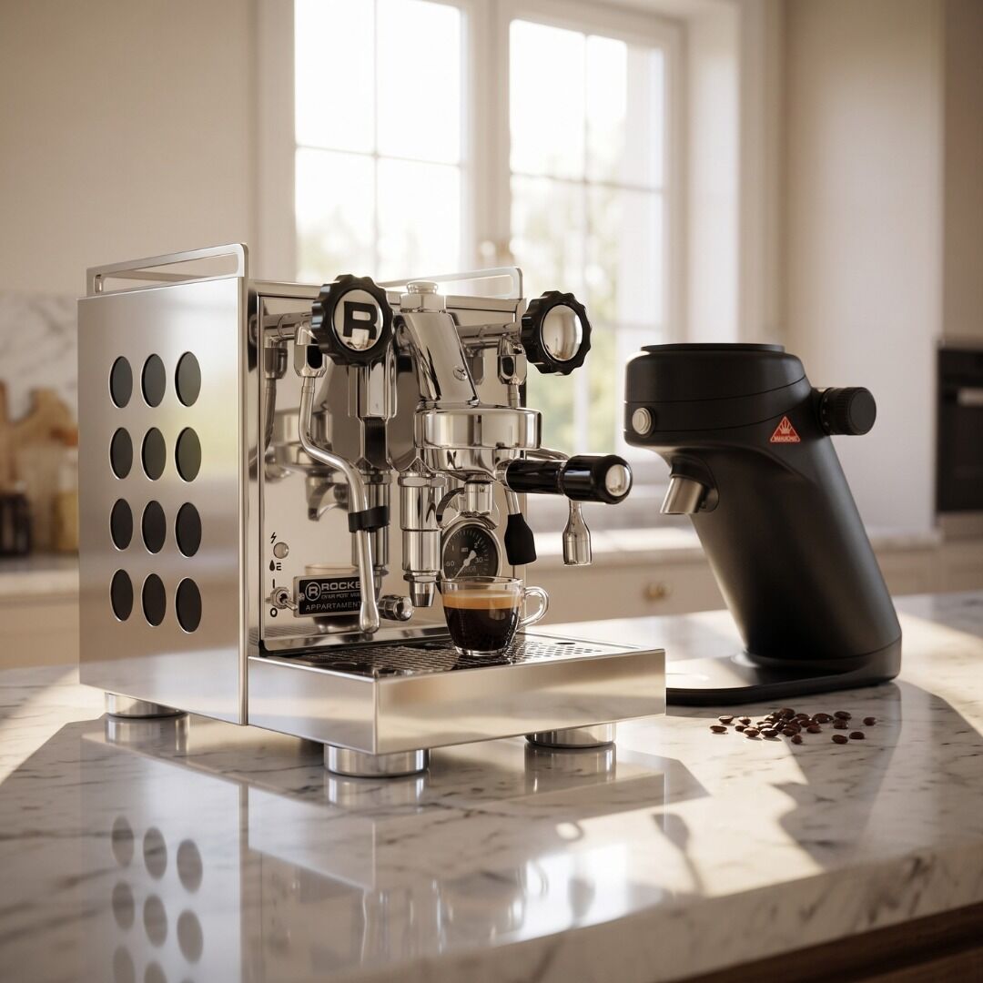 Rocket Appartamento 2.0 Black Espresso Makinesi & Mahlkönig X64 SD Single Doz Siyah Kahve Öğütücüsü Seti