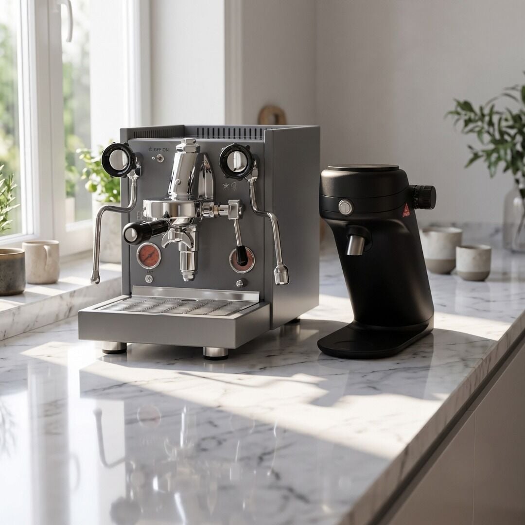 Quick Mill Naz Gri - Özel Model Edizione & Mahlkönig X64 SD Single Doz Siyah Kahve Öğütücüsü Seti