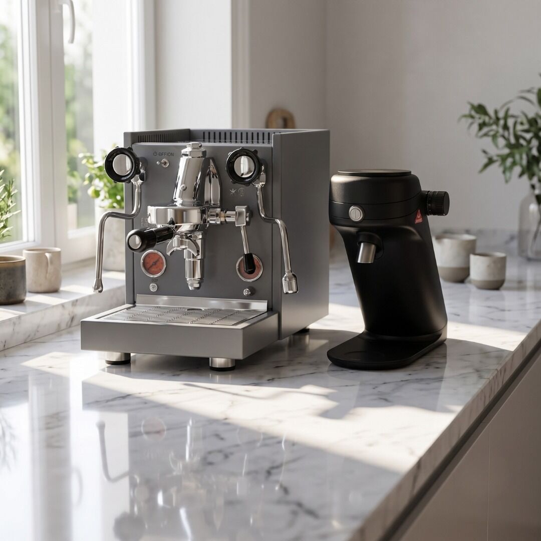 Quick Mill Naz Gri - Özel Model Edizione & Mahlkönig X64 SD Single Doz Siyah Kahve Öğütücüsü Seti