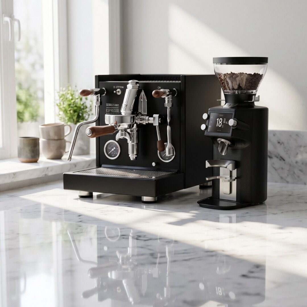 Quick Mill New Sebastiano PID Black Fast Heat & Mahlkönig E64 WS Siyah Kahve Öğütücüsü Seti