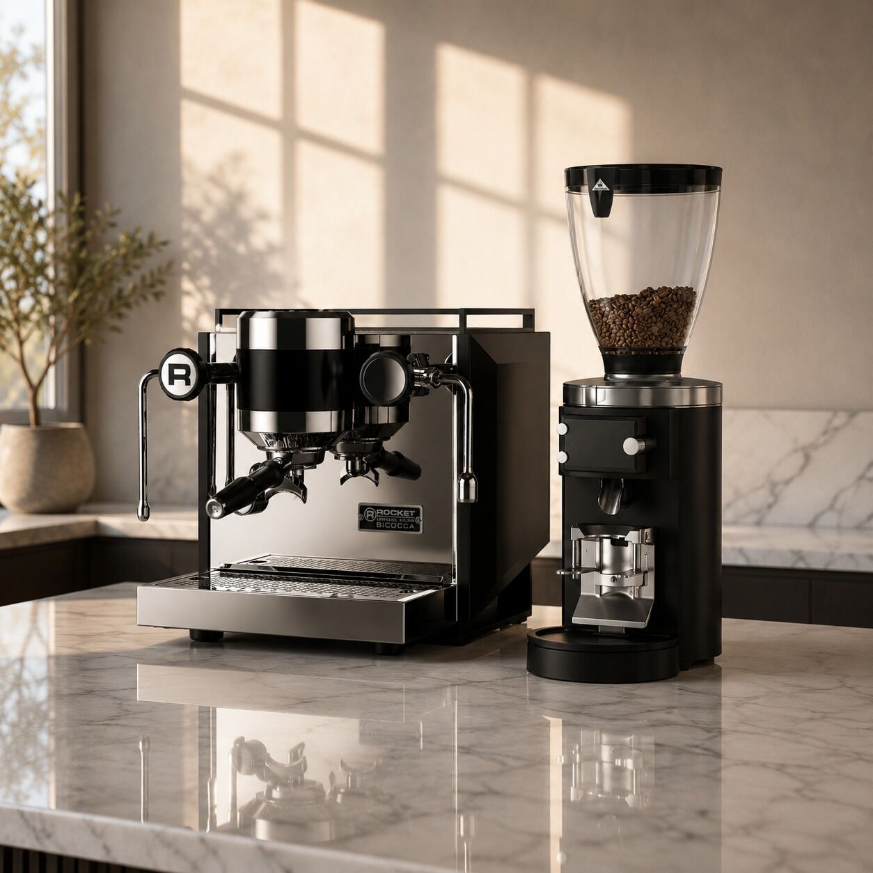 Rocket Bicocca Espresso Kahve Makinesi Siyah & Mahlkönig E65S GbW Espresso Öğütücüsü Siyah
