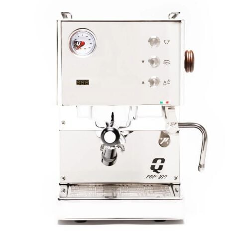 Quick Mill Pop-Up Espresso Makinesi Inox & Eureka Mignon Perfetto Kahve Öğütücüsü 15BL Beyaz Set