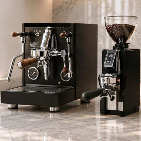 Quick Mill New Sebastiano PID Black Fast Heat & Eureka Libra 65 All Purpose Kahve Öğütücüsü Set