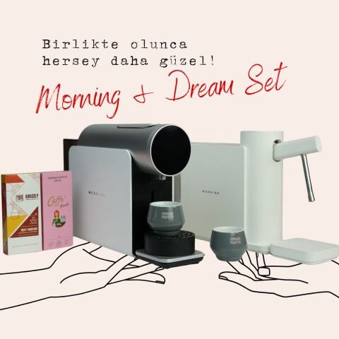 Morning Kapsül Kahve Makinesi - Morning Dream Süt Köpürtme Makinesi Beyaz